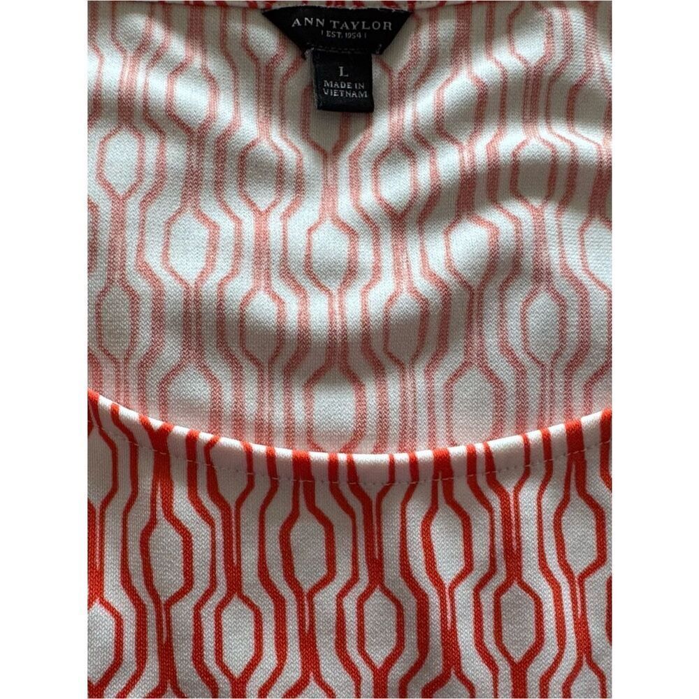 EUC Ann Taylor Women's Orange White Geometric Sleveless Top - Large - Picture 4 of 4